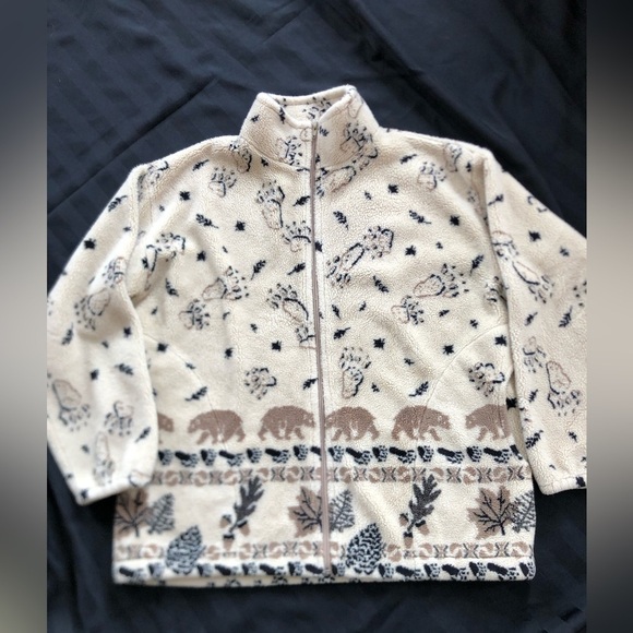 Vtg Brown Bear Print Jacket - Picture 4 of 10